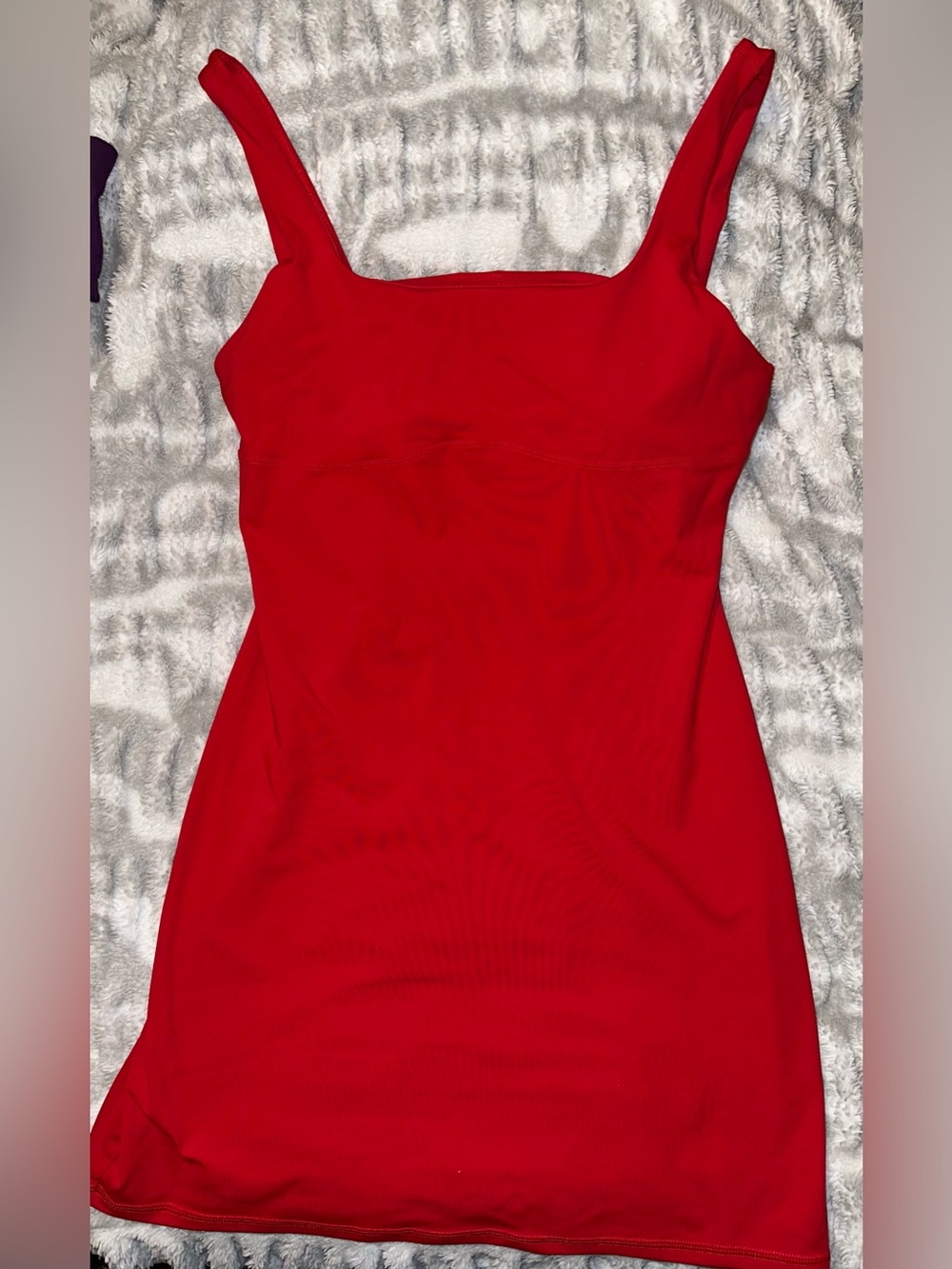 Fabletics Red Square-Neck Athletic Mini Dress